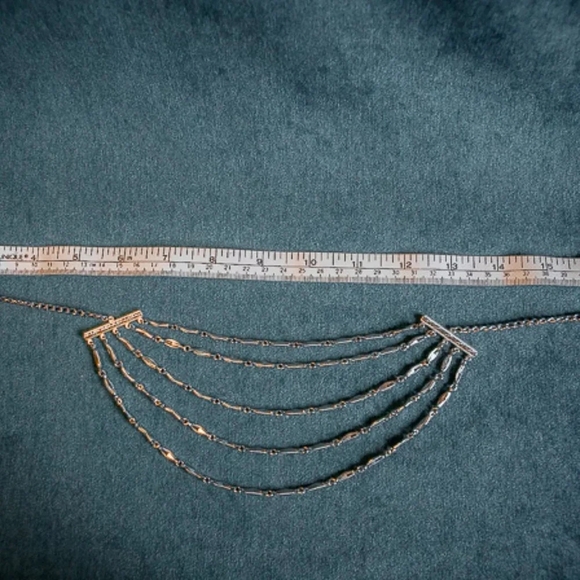 Vintage 5 Strand Tiered Silver Tone Necklace - Picture 3 of 8